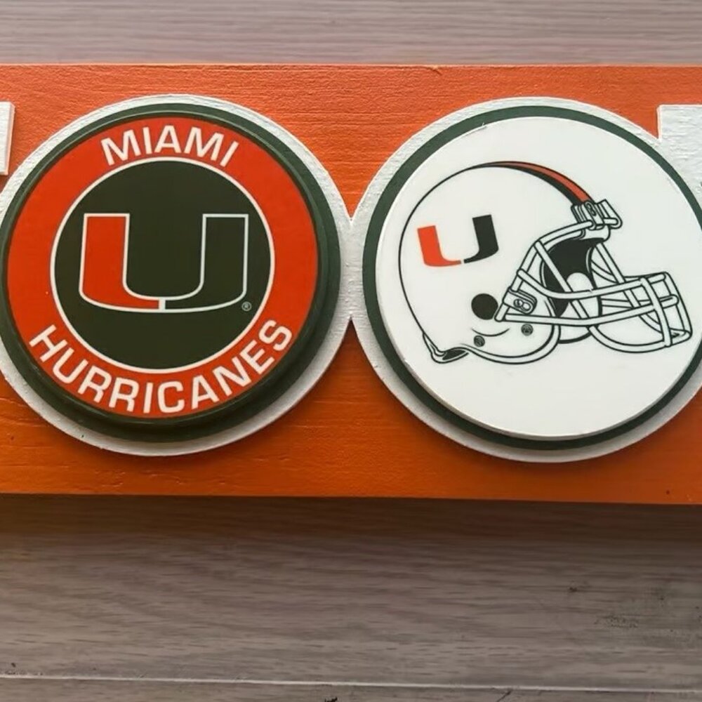 Miami Hurricanes Football “3D” Wood Decor Sign (Huge 2ft) Go Canes! NEW